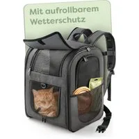 Knupis Tiertransporttasche Katzen- & Hunderucksack 7kg - Oxford Netzdach Sicherheitsleine faltbar