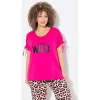 Ulla Popken T-Shirt T-Shirt Schriftzug Oversized Rundhals Raffband
