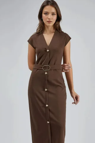 Gürteltini Kleid mit V-Ausschnitt