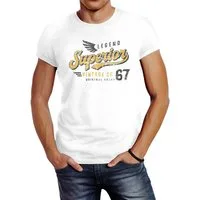 Neverless Print-Shirt Neverless® Herren T-Shirt Vintage Retro Motiv Schriftzug Superior mit Print