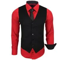 Baxboy Langarmhemd Baxboy Langarmhemd Herren Hemd Weste Krawatte 3-teilig Set 444-HWKR