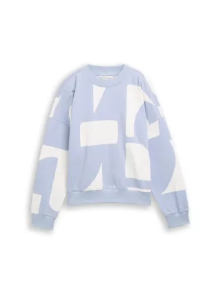 Denim Tom Tailor - Loose Fit Sweatshirt mit Muster foggy blue big scale print - Gr. - M