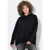 Ulla Popken Sweatshirt Hoodie Spitzensaum A-Linie Kapuze Langarm
