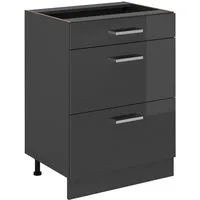 Vicco Unterschrank R-Line, Anthrazit Hochglanz/Anthrazit, 60 cm mit Schubladen, ohne A... (1-St)