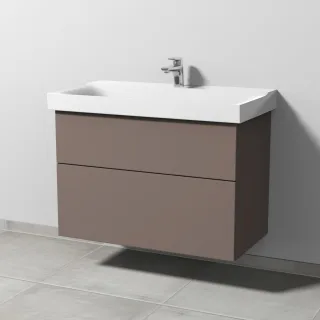 Sanipa 3way Waschtischunterbau zu Geberit Xeno2 Waschtisch mit 2 Auszügen, Taupe-Matt SP6611T