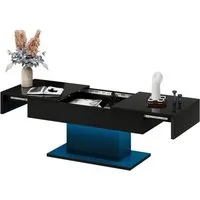 radelldar Couchtisch Hochglanz ausziehbar, 108-175x53x49cm (1-St), Wohnzimmertisch mit Stauraum für Sofa, LED-Beleuchtung