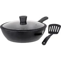 GRÄWE Bratpfanne GRÄWE Pfanne Aluminium 28 cm, mit abnehmbarem Griff, Deckel und Wender