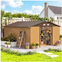 Outsunny Gerätehaus Fahrradschuppen, Schuppen mit Fundament, BxT: 340x386 cm, (Gartenhaus, 1 St., Geräteschuppen aus Verzinkter Stahl), wetterfest, für Garten, Gelb