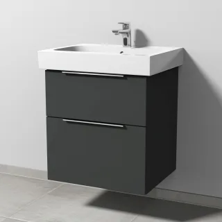 Sanipa 3way Waschtischunterbau zu Geberit iCon Waschtisch mit 2 Auszügen, Graphit-Matt UP6501B