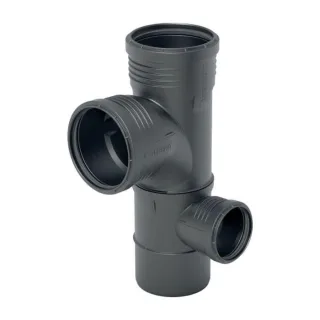 Geberit Silent PP Kombibogeneckabzweig 390462141 DN 90/90/50, 87,5Grad, rechts, schalloptimiert