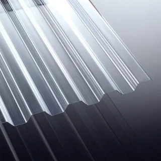 Polycarbonat Lichtplatte | Tejemacro | Spundwand | 76/18 | 1,5 mm | Breite 1115 mm | glasklar