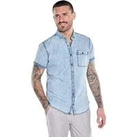 emilio adani Kurzarmhemd Herren Kurzarmhemd aus Denim-Qualität, Indigoblau
