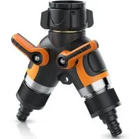 Brandson 2-Wege Verteiler 2-fach Wasserverteiler, Gartenschlauch Schlauchverteiler, 3/4 Zoll, (2-tlg), Regulierbarer Wasserhahn Schlauch Verteiler für Gartenbewässerung