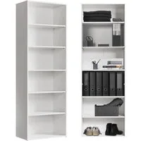 mokebo Bücherregal Der Bücherwurm, 60x180x34,5 cm, in Weiß, Aktenregal, Standregal, Holzregal fürs Wohnzimmer, Kinderzimmer, Büro