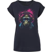 Youth Designz Print-Shirt "Affe Headset" Damen T-Shirt als Statement oder Geschenk Frauen Motiv mit stylischen Retro Aufdruck