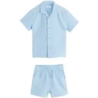 Next Shirt & Shorts Doppellagiges Kurzarmhemd und Shorts im Set (2-tlg)