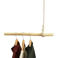 herbeschick. Garderobenstange Hängegarderobe "Naturbursche", Kleiderstange, Wandgarderobe, (Naturstock ohne Rinde und Baumwollseil), Echte Materialien: Haselnussholz und Baumwollseil