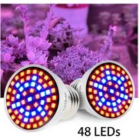 MUPOO Pflanzenlampe LED Pflanzenwachstum-Glühbirne, Grow light, Rot, Blau, UV, IR, Leuchtmittel, E26/E27,48LEDs,2 Stück, LED fest integriert, LED-Wachstumsglühbirne,Flowerpot Lampe