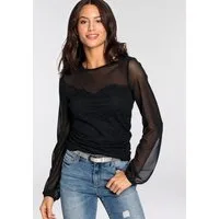 Melrose Langarmshirt taillierte Passform, aus Netzstoff, mit Viskosefutter, mit Spitze