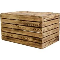 Kistenkolli Altes Land Allzweckkiste Grosse Holztruhe 80er geflammt mit Deckel 80x50x39cm (Spar-Set, 1er Set)