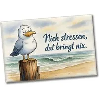 speecheese Magnet Möwe Nich stressen auf Aquarell Souvenir Magnet