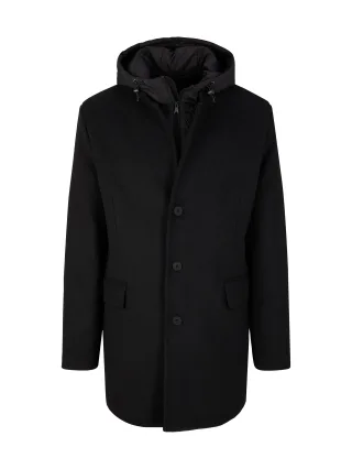 Denim Tom Tailor - Wollmantel mit dickem Innenfutter black - Gr. - XL