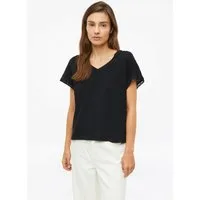 s.Oliver Kurzarmshirt T-Shirt T-Shirt in Flammgarnstruktur mit Spitzendetail