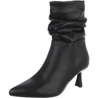Ital-Design Damen Stiefelette mit High Heel und gerafftem Schaft Stiefelette (92002554) Pfennig-/Stilettoabsatz Stiefeletten in Schwarz