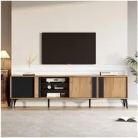 Merax Lowboard Rustikaler TV-Schrank für Fernseher bis 80 Zoll (1 St), Fernsehschrank mit Türen, offenen Fächern & Stauraum, 180x40x50cm