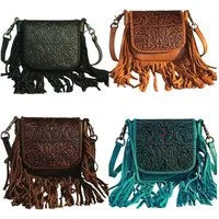 Westernlifestyle Handtasche Carmelita Schultertasche Westerntasche Fransen Leder Prägung