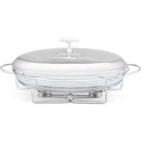 Edenberg Stövchen Speisenwärmer Gehärtetes Glas Edelstahl Warmhaltebehälter Catering, (Dieser stilvolle Kerzenwärmer ist die perfekte Lösung, um Ihre Speisen bei verschiedensten Anlässen und Feierlichkeiten stets warm und einladend zu servieren., 2-t