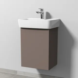 Sanipa 3way Waschtischunterbau zu Geberit Renova Plan Waschtisch mit 1 Tür, Taupe-Matt SP8701T