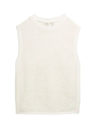 Tom Tailor - Pullunder mit Lochmuster whisper white - Gr. - S