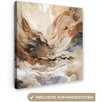 OneMillionCanvasses® Leinwandbild Abstrakt - Kunst - Farbe - Beige - Modern, Fotodruck (1 St), Wandbild, Deko Schlafzimmer Wohnzimmer Flur 20x20 cm