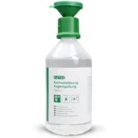 FLEXEO Erste-Hilfe-Set Augenspülflasche NaCl 500ml, (1 St), Augendusche mit Kochsalzlösung 0,9