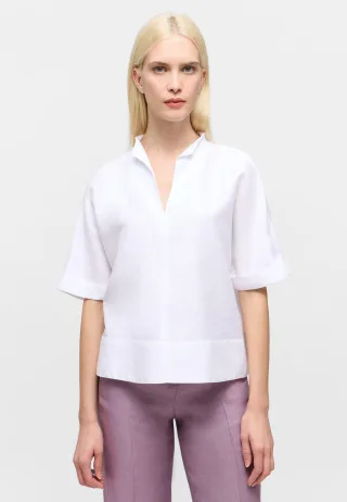 ETERNA - Linen Shirt Bluse Leinen Kurzarm weiß - Gr. - 44/Kurzarm