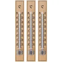 Lantelme Raumthermometer Holz 3 Stück Set Außenthermometer Innen Außen Garten Thermometer, 3-tlg., Holzthermometer Auswahl 3 oder 5 Stück Set, Deutsche Herstellung, Temperaturanzeige -25 bis 50°C Analog, 17cm Lang