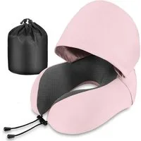 Refined Living Reisekissen Memory Foam,Reisekissen mit Haube,Bequemes Nackenhörnchen mit Haube, für Flugzeug, Auto, Zug, Büro Nackenkissen Reise zum Schlafen, 1-tlg., Reisekissen Nackenkissen Auto Schlafkissen,Nackenstützkissen, Memory-Schaum Reiseki