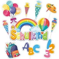 LuxusKollektion Sticker Tortendeko Einschulung 22 Stück Schulanfang Schulkind ABC 123 Cake