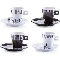 Zeller Present Espressotasse Espresso-Set, Porzellan, 8-tlg., "Coffee style", Porzellan, schwarz/weiß