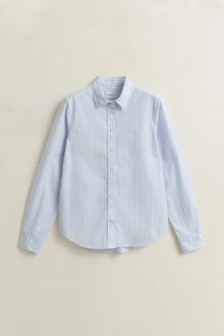 GANT - Popeline-Bluse im Regular Fit mit Streifen light blue - Gr. - 46