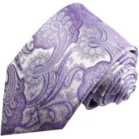 Paul Malone Krawatte Elegante Seidenkrawatte Herren Schlips paisley brokat 100% Seide Schmal (6cm), lila flieder silber 372
