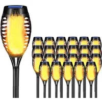 LQWELL LED Solarleuchte Solarleuchten Solar Fackellicht für Außen Garten, LED Solarlampe, mit Realistischer Flammeneffekt, IP65 Wasserdicht