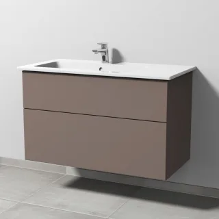 Sanipa 3way Keramik-Set Venticello Keramik-Waschtisch und Unterbau mit 2 Auszügen, Taupe-Matt SP3251T