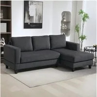 HOMCOM Ecksofa Sofa mit Chaiselongue Cord-Optik Hochdichtem Schaumstoff, bis 400 kg, L Form Couch 1 Teile, für Wohnzimmer, Schlafzimmer, 214 x 134 x 84 cm Dunkelgrau