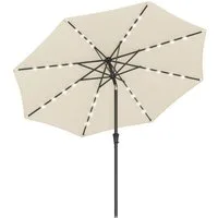 SONGMICS Sonnenschirm, ∅300cm,mit LED-Solar-Beleuchtung,UPF50+,ohne Ständer