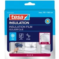 tesa Fensterfolie INSULATION Fenster-Isolierfolie - Transparente Isolierfolie, transparent, glatt, zur Wärmedämmung an Fenstern - Inklusive praktischer Klebelösung