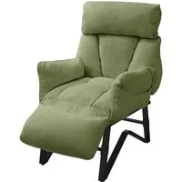 ML-DESIGN Loungesessel Wohnzimmersessel mit Armlehnen Fußablage Seitentaschen Lesesessel, Grün Sessel Fernsehsessel verstellbar Relaxsessel Leinen Ruhesessel