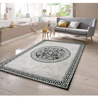 TeppichHome24 Teppich Moderner Teppich mit und Kreismuster in Grau Anthrazit Creme, rechteckig