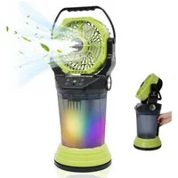 BBWL Standventilator Tragbarer Akku Ventilator mit Sprühnebel RGB Licht, 2000ML Wassertank Campingventilator mit Taschenlampe